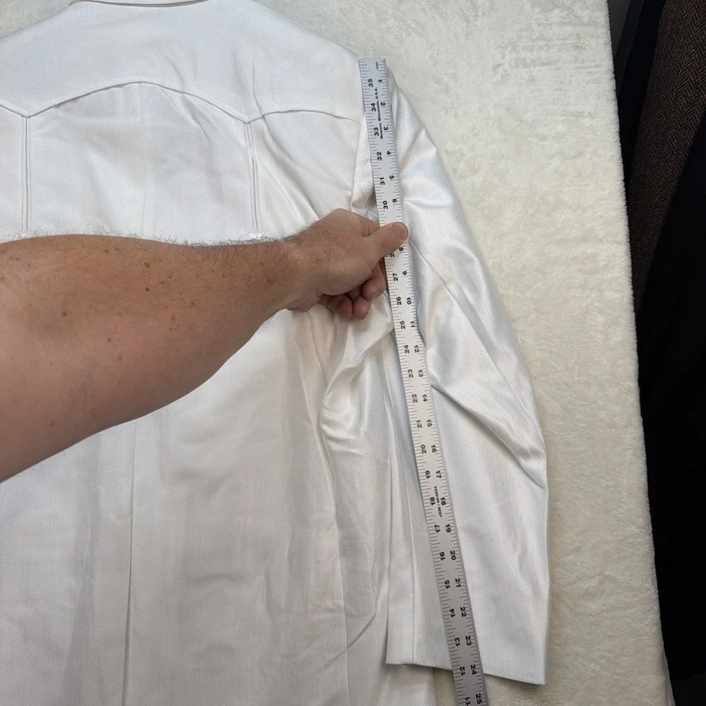 White Western Suit Mens Wedding Jacket‎ Pants Set 44R 36 Rockabilly Vintage